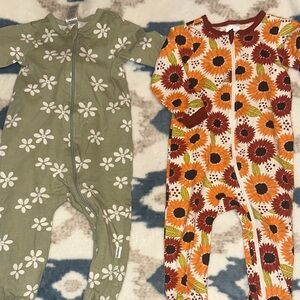 Floral Kids One Piece Set - Green and Orange